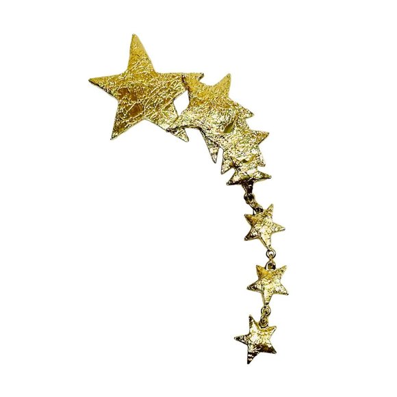 Large Gold Tone Shooting Star Brooch with Movement - Picture 4 of 5